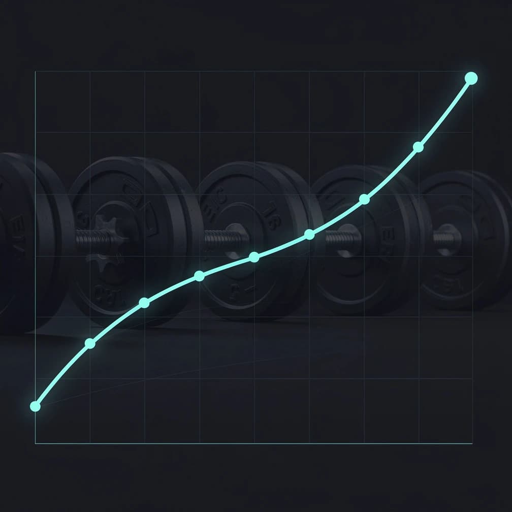 Strength progression chart showing estimated one-rep max trending upward